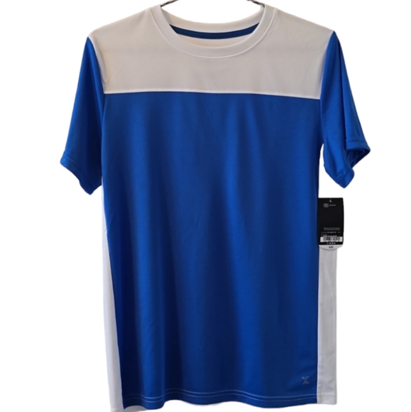 XERSION BOYS HUSKY BLUE AND WHITE SHORT SLEEVE ATHLETIC SHIRT SIZE LARGE 14/16 H - Picture 11 of 12